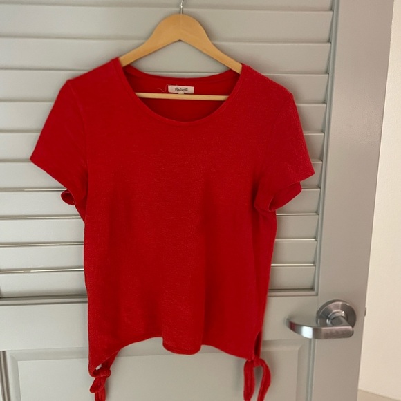 Madewell Red Short Sleeve Tee with side ties - Picture 5 of 7